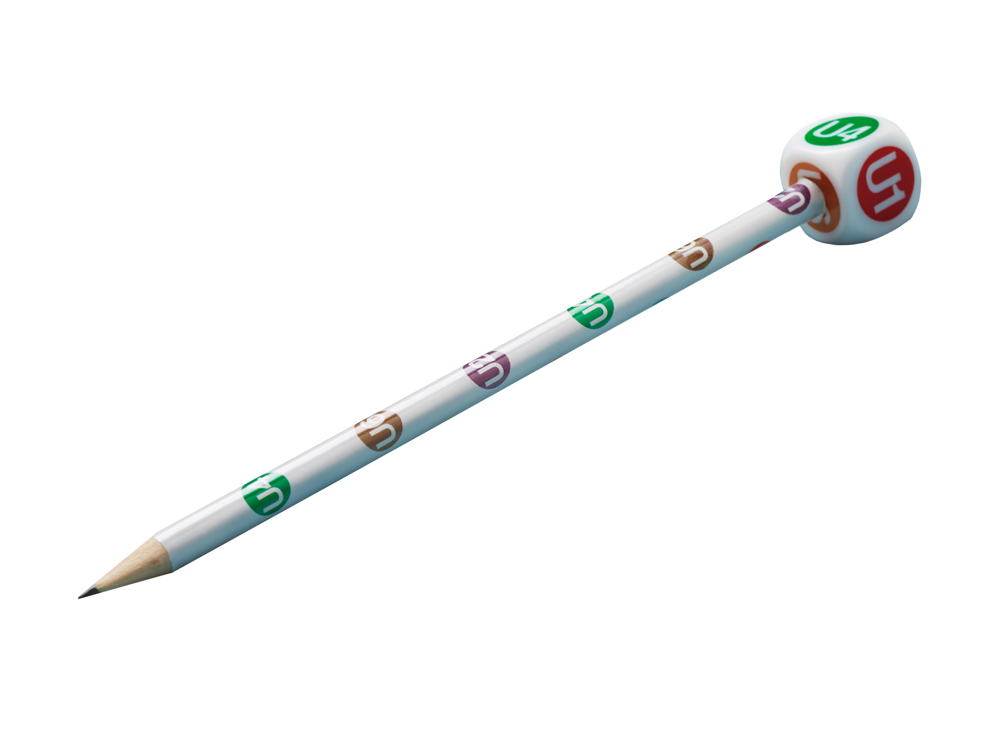 Bleistift mit U-Bahn Würfel Topper