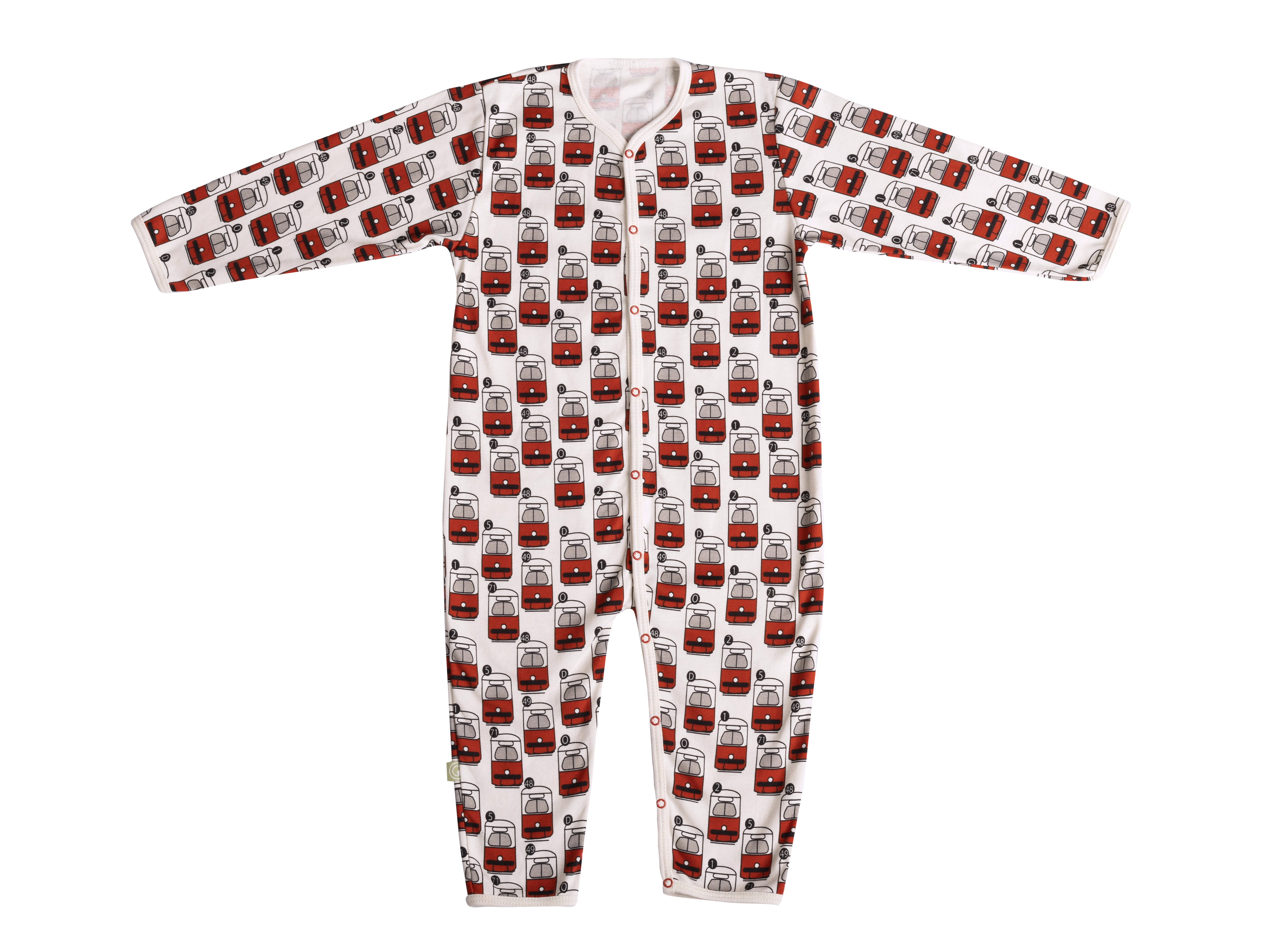 Baby Schlafanzug mit Straßenbahn Muster