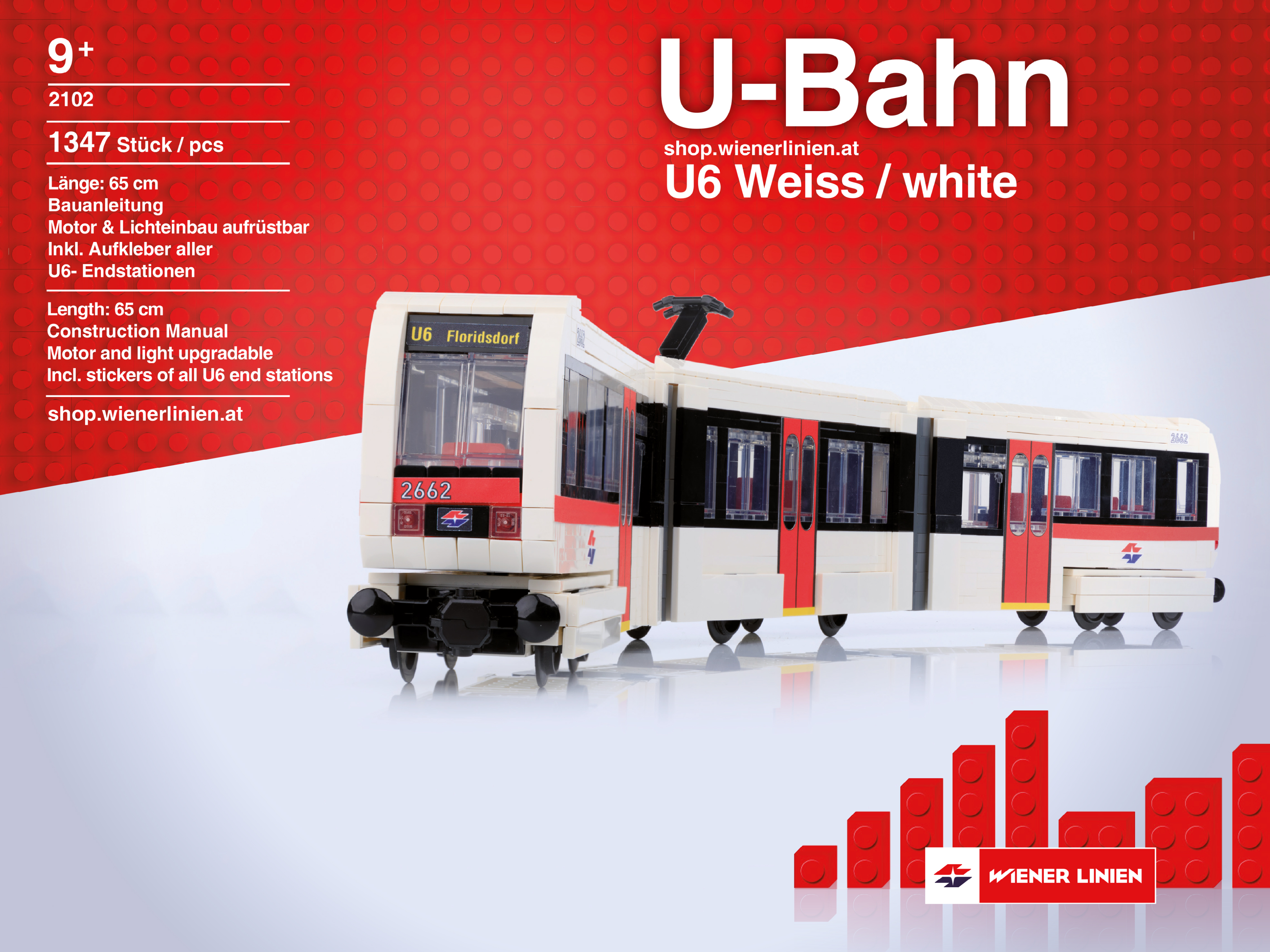 U-Bahn U6 Modell Weiss aus Lego®-Komponenten